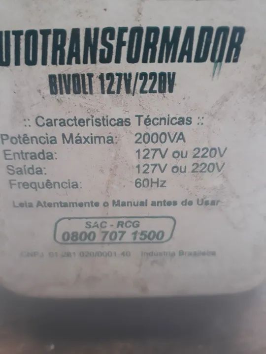 Autotransformador Bivolt 127V/220V 2000VA