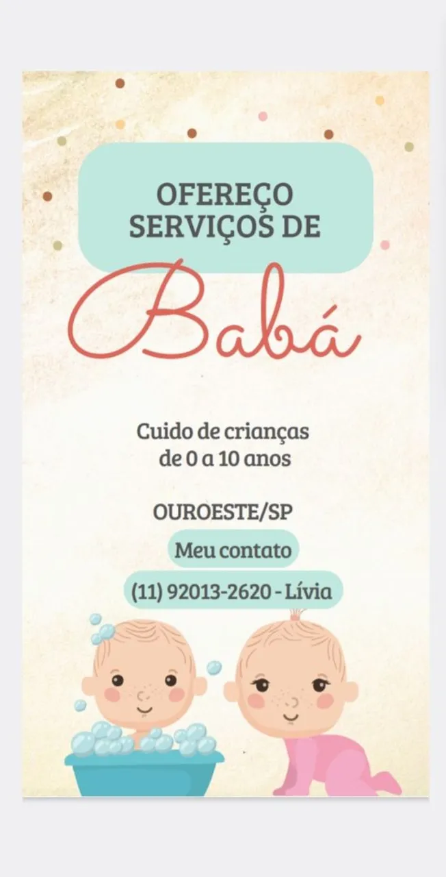 Ofereço serviços de babá