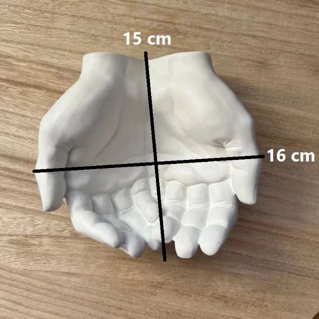 Mãos em gesso porta jóias objetos ou leguminosas e para decoração tamanho 15x16cm  - Foto 2
