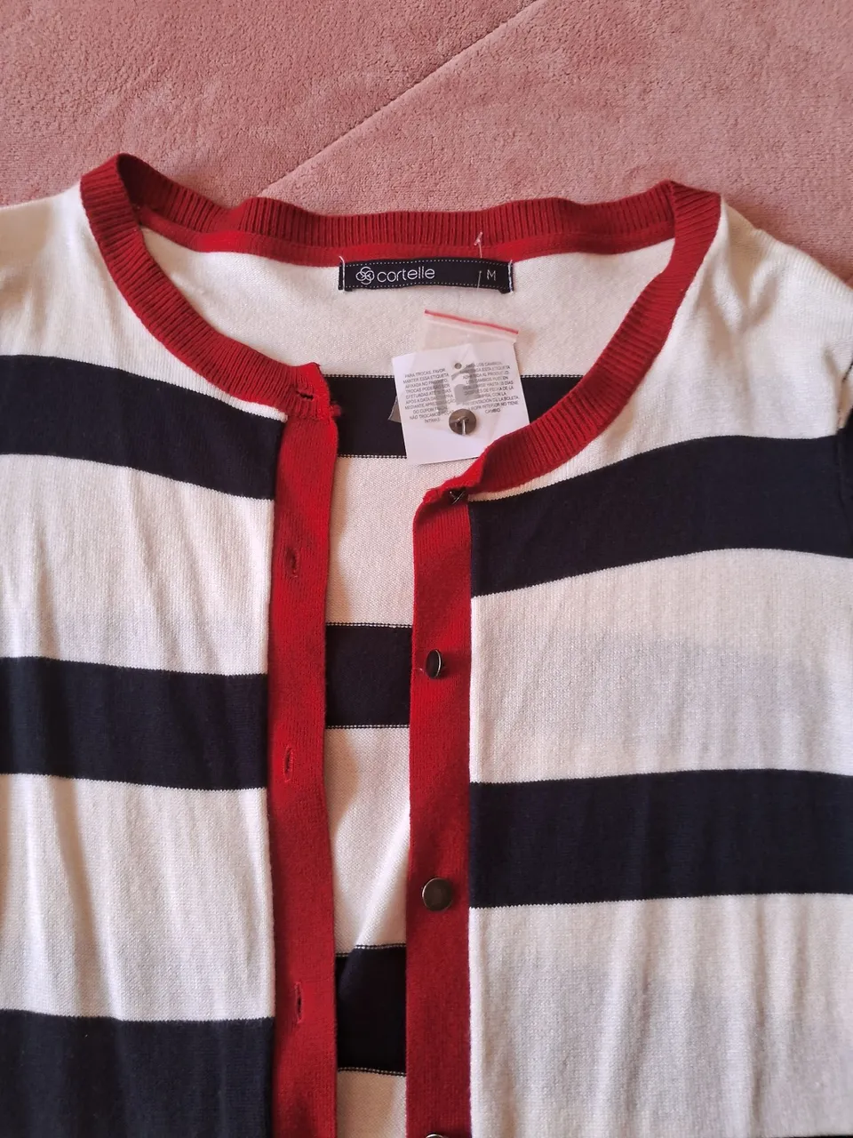 Cardigan listrado branco e preto