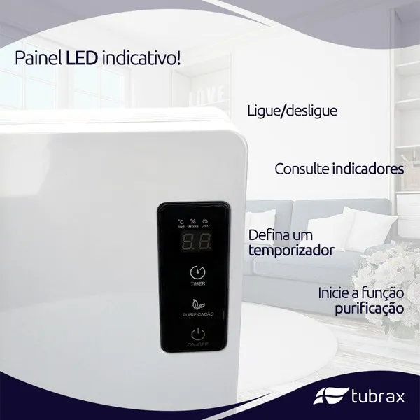 Desumidificador Elétrico Led 127-220v Antimofo 2200ml Tubrax