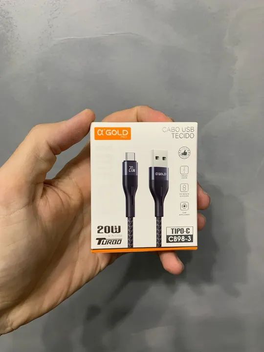 Cabo USB Tipo C 20W Turbo - Tecido - O'Gold