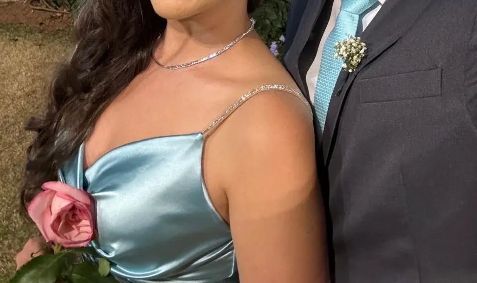 Vestido Longo Azul Claro para Festa - Foto 4