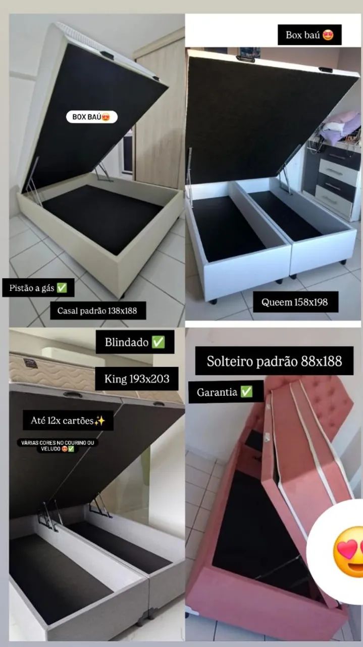 Cama Box com Baú - Diversos Tamanhos e Opções!