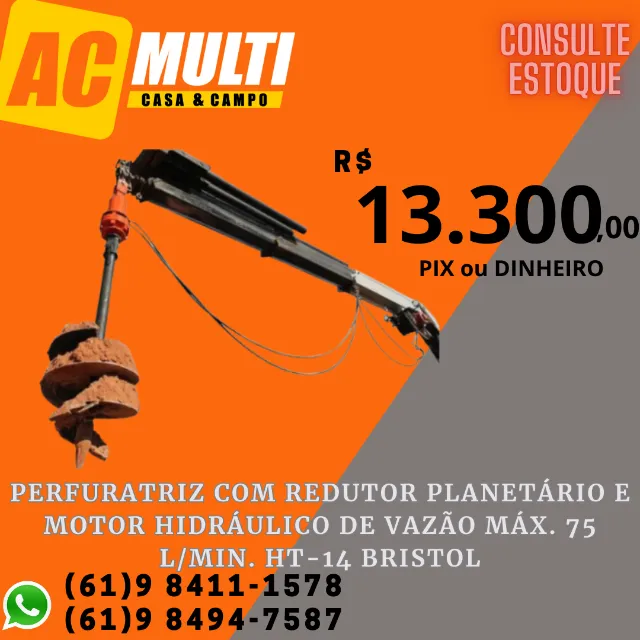 Perfuratriz com Redutor Planetário e motor hidráulico de vazão máx. 75 l/min. HT14 BristoL