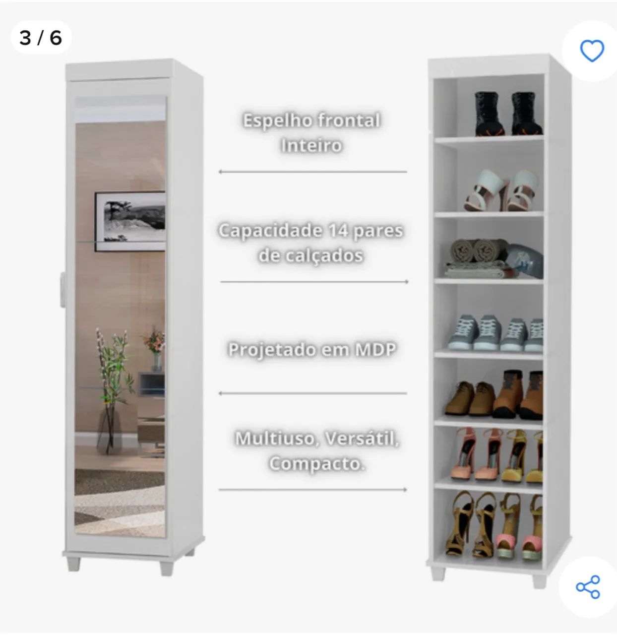 Sapateira Com Espelho Novo  - Foto 2