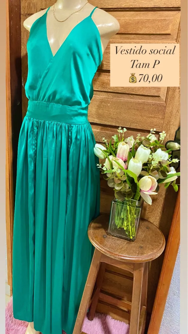 Vestido Social Verde Longo