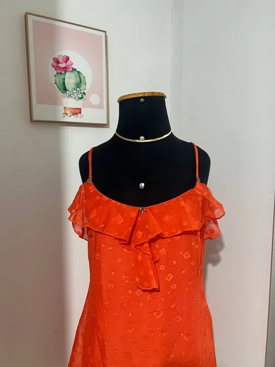 Vestido babados laranja  - Foto 2