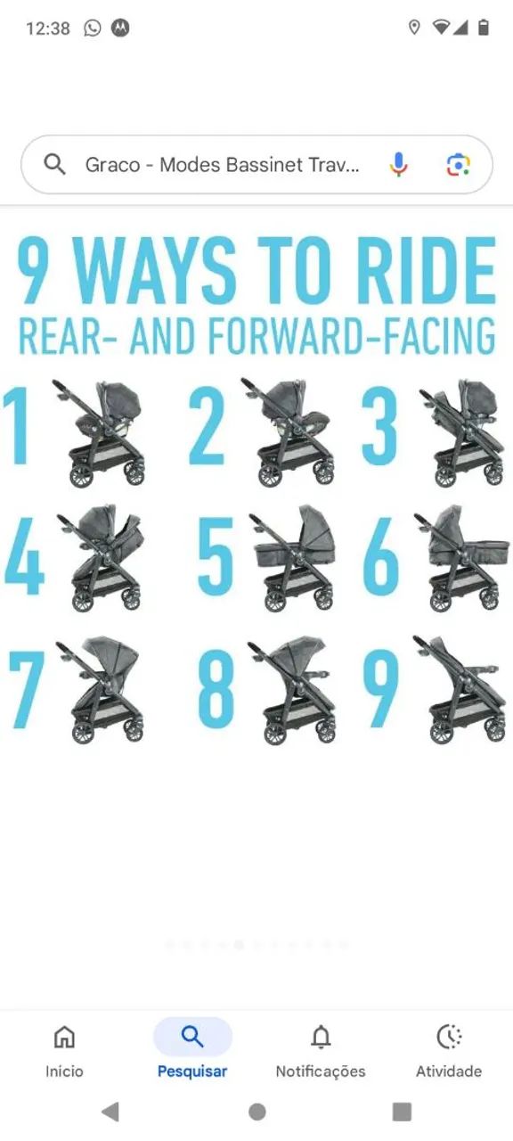 Carrinho de Bebê 4 em 1 Moisés, mini berço  - Foto 4