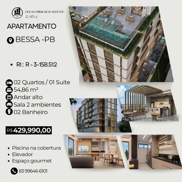 APARTAMENTO NO BESSA, À 800 METROS DO MAR.