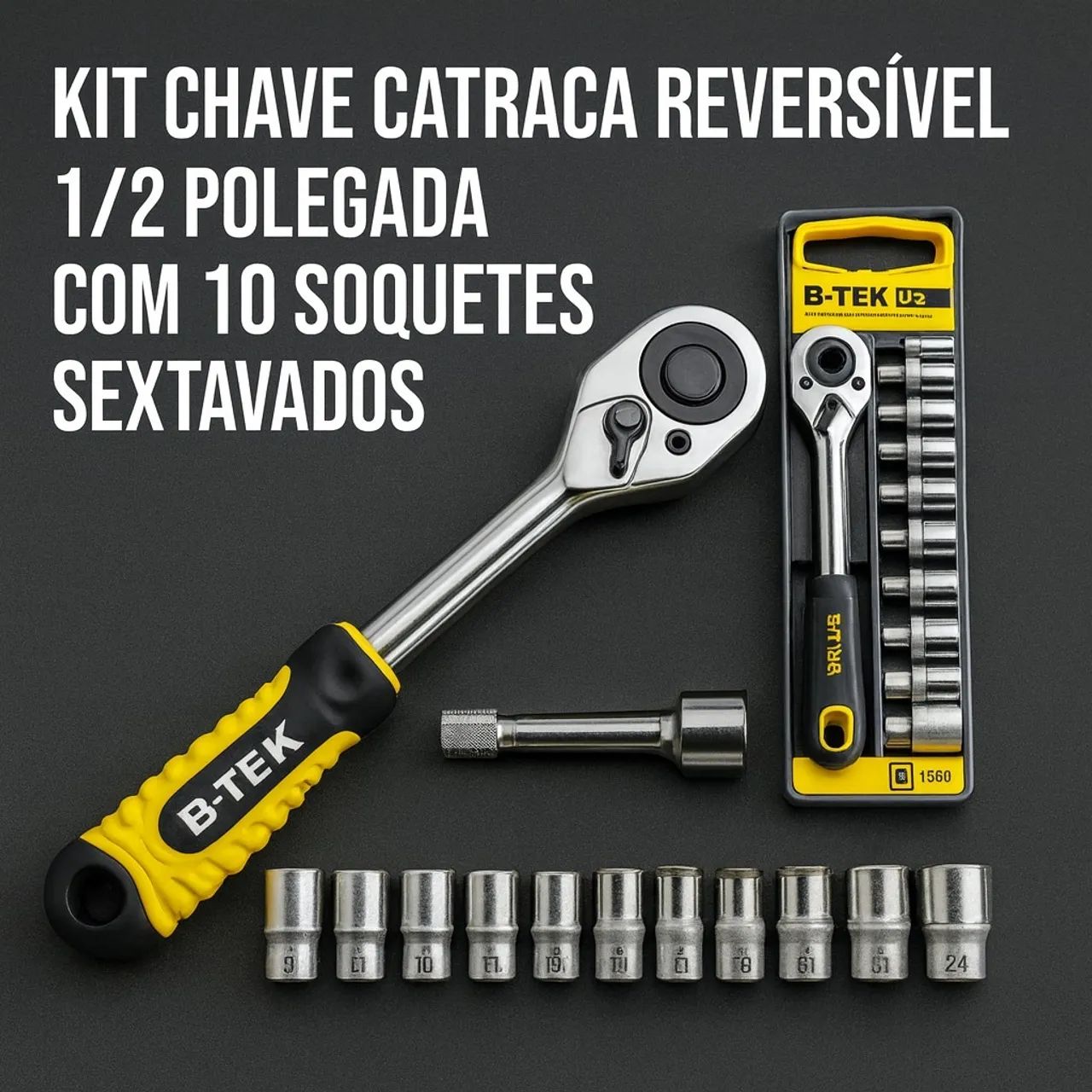 Jogo de chave catraca profissional 12 peças 