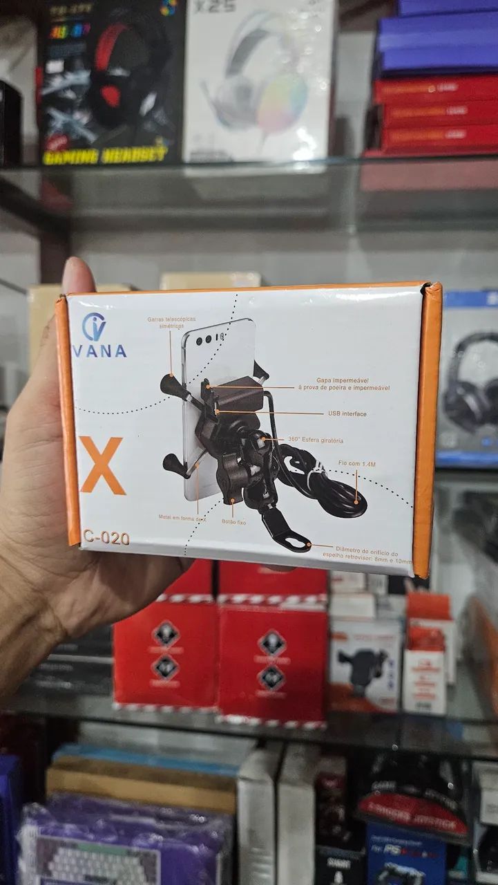 Suporte para celular de moto com garra usb