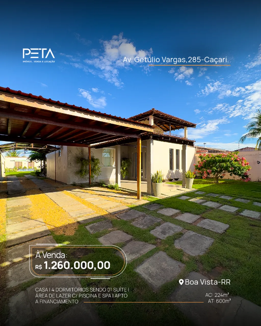 Casa com 4 quartos, Caçari - Boa Vista