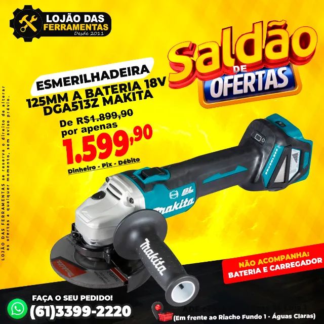 Esmerilhadeira 125mm a Bateria 18v DGA513Z Makita