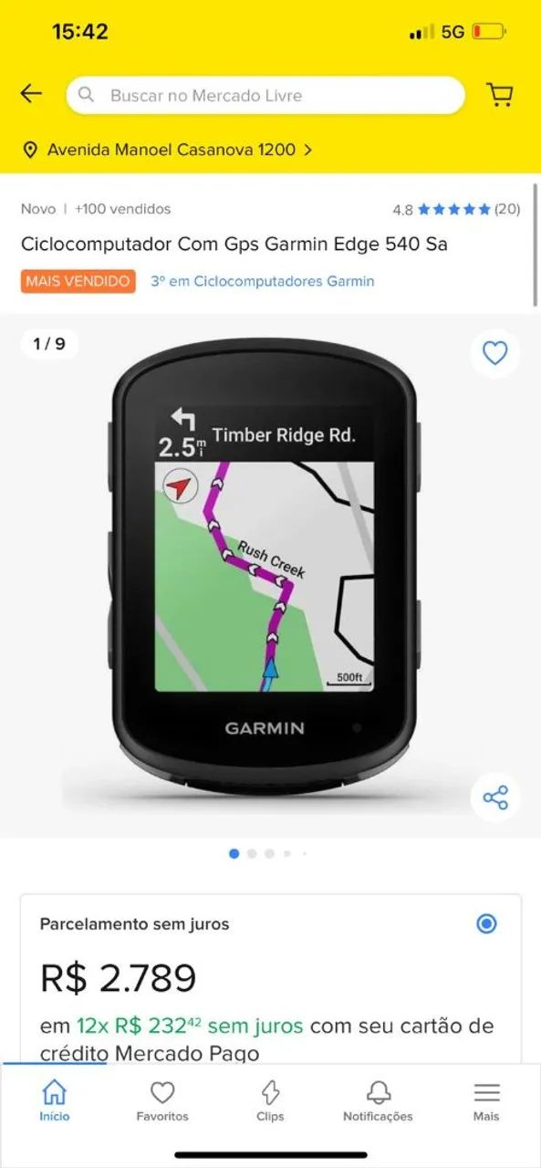 Ciclocomputador Garmin Edge 540 com GPS