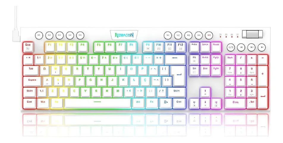 Teclado Mecânico Redragon Horus, Abnt2, Switch Brown, Perfil Baixo, Modelo K619W-RGB - Foto 2