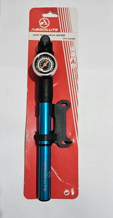 Mini Bomba De Ar Pneu Bike Absolute<br>Com Manômetro 120psi