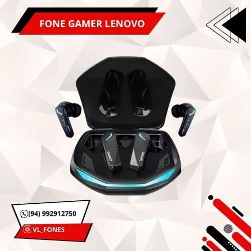Fone Gamer Lenovo - TWS - Bluetooth - Novo