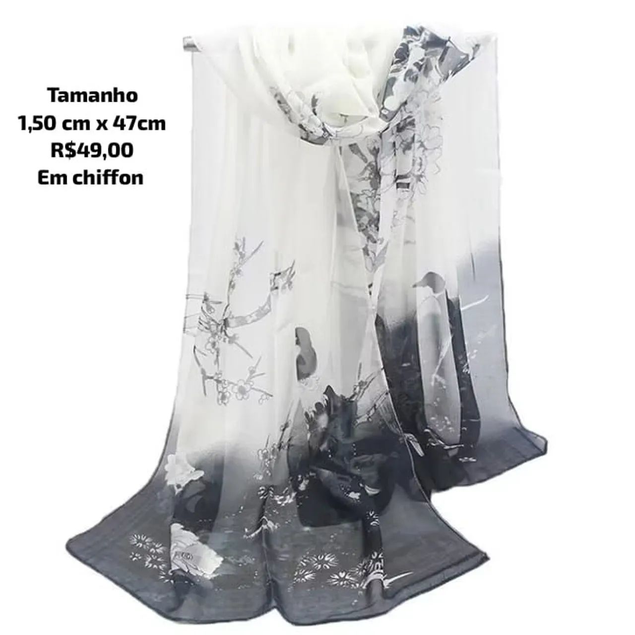 Lenço de Chiffon Floral - a cara da riqueza linha premium luxo  - Foto 3
