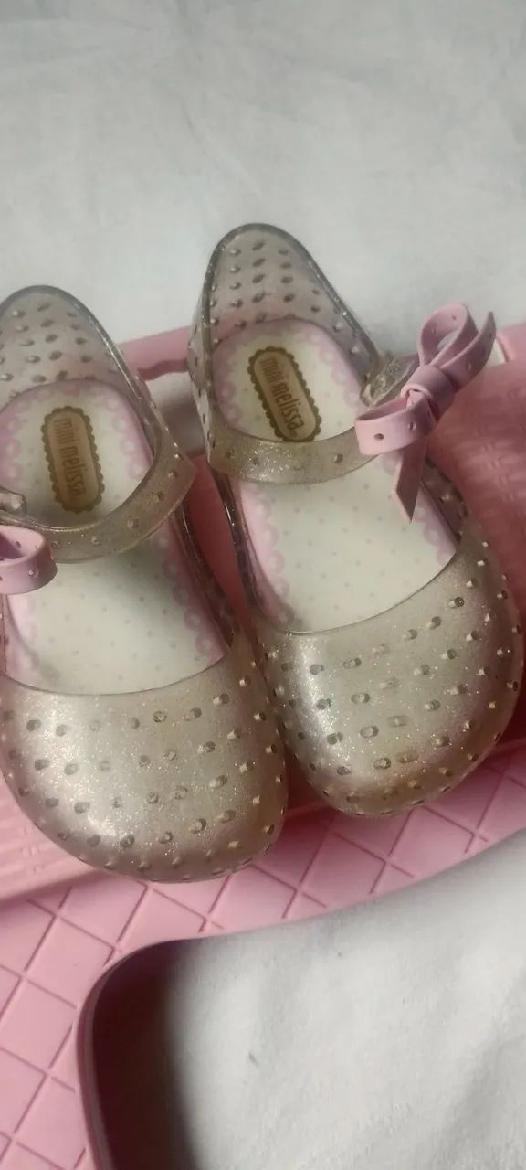 Sandália Mini Melissa Rosa Glitter com Laço - Foto 3