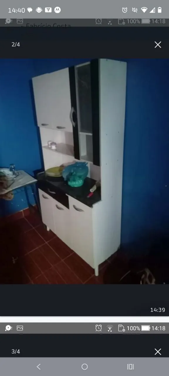 Armário de cozinha compacto branco e preto