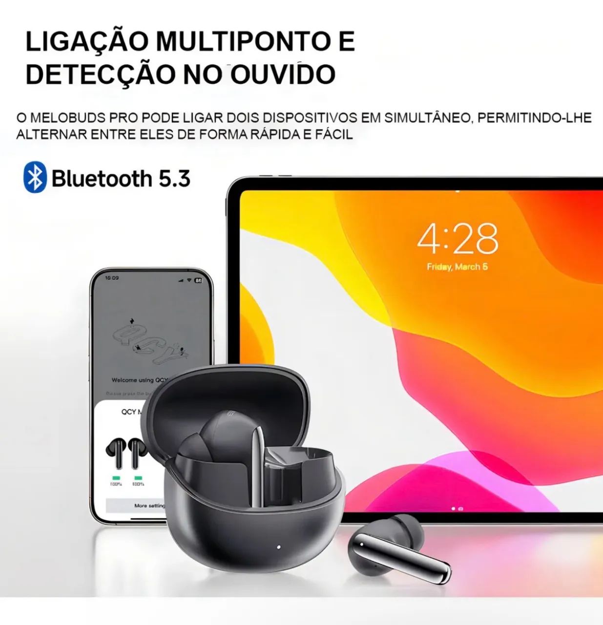 Fone QCY MELOBUDS PRO HT8 Bluetooth  - Foto 5
