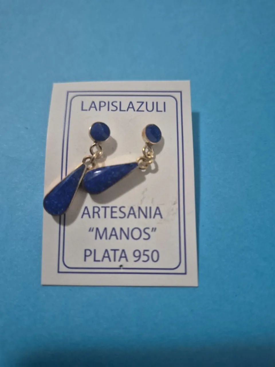 Brinco plata 950 Lapislazuli - Chileno  - Foto 3