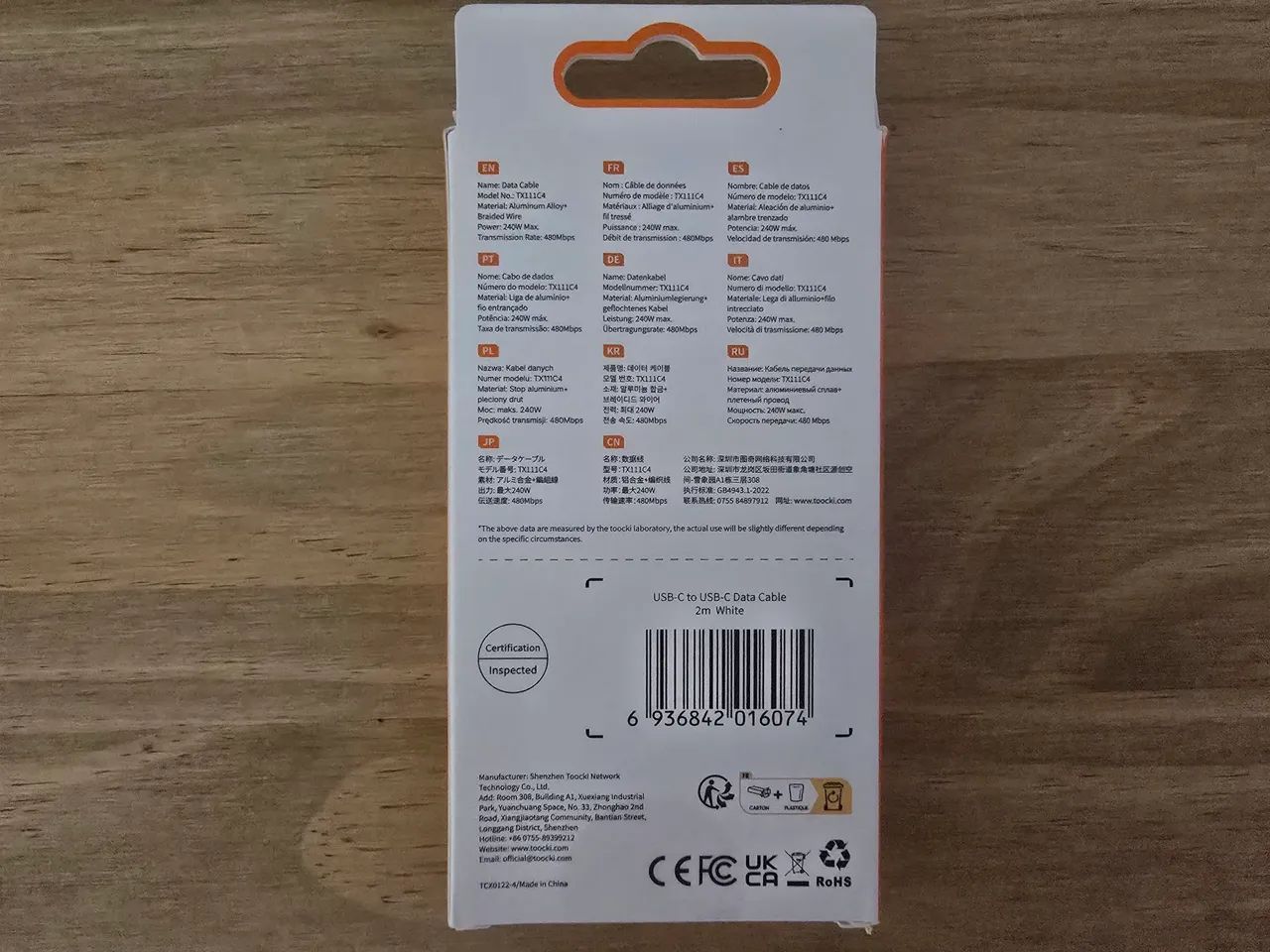 Cabo USB-C Toocki 240w com Display OLED 2 Metros Branco - Foto 2