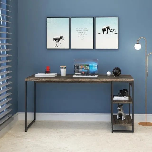 Escrivaninha (mesa de escritório) com Estante Baixa 2 prateleiras