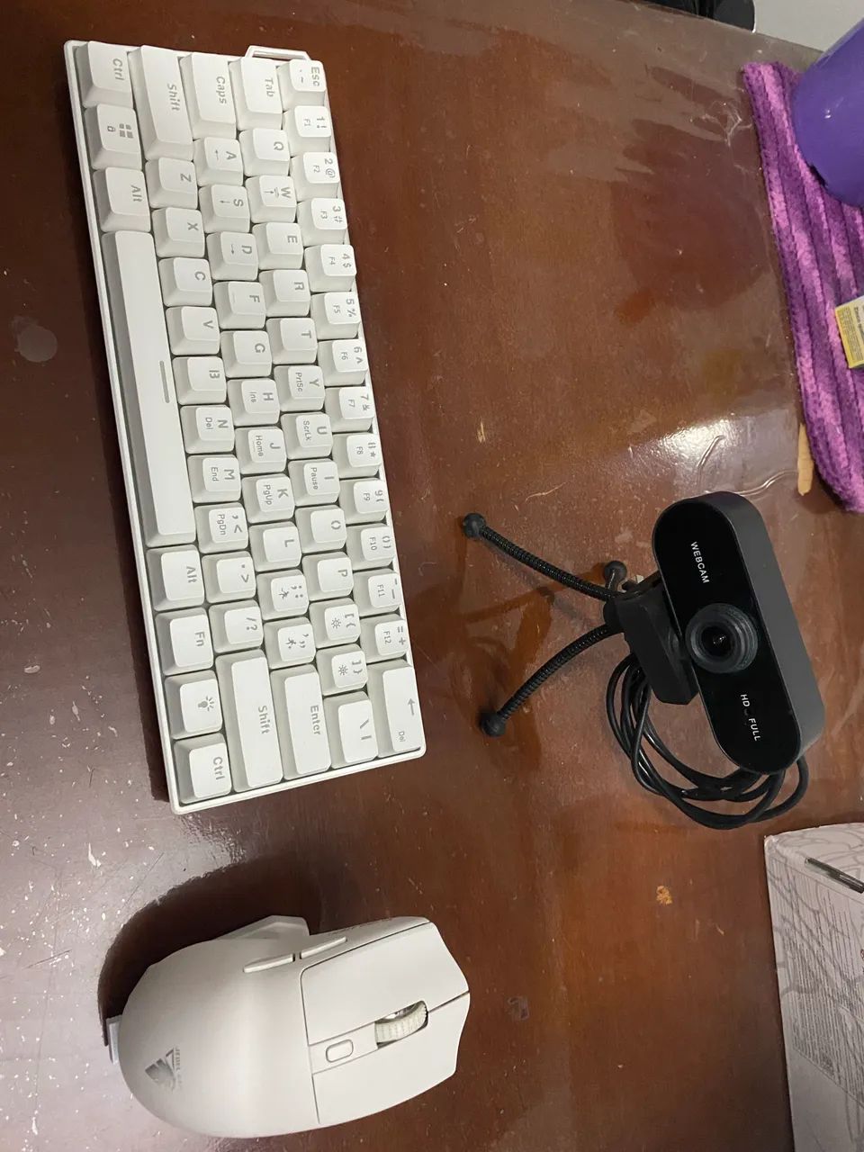 Teclado mecânico + Mouse Gamer + Webcam com tripé 