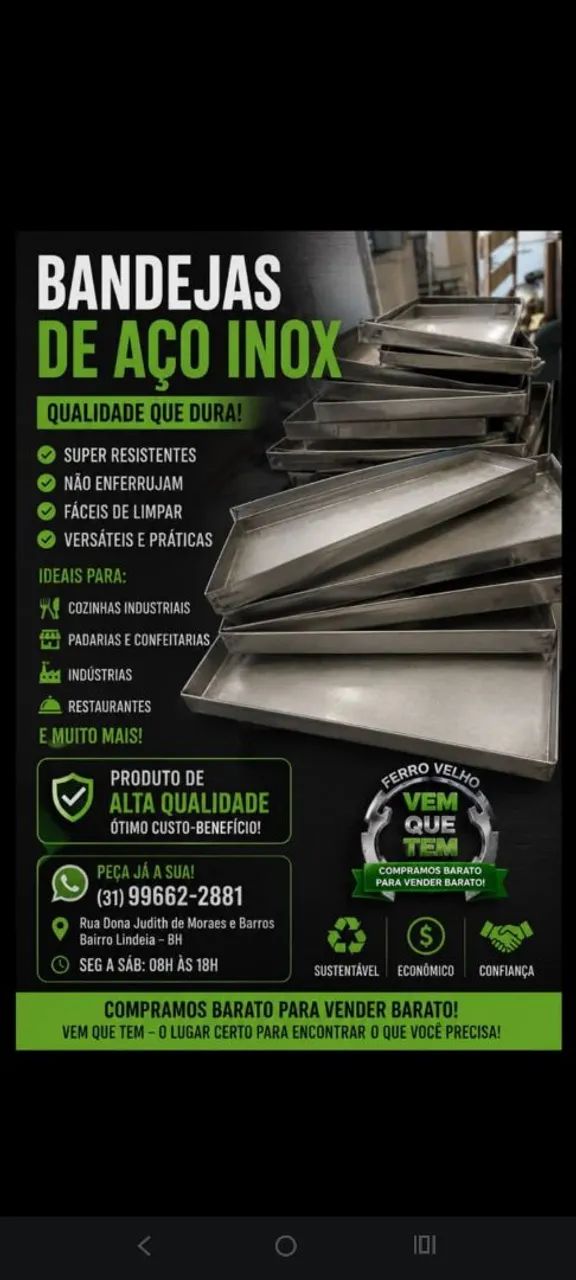 Bandejas de inox variadas