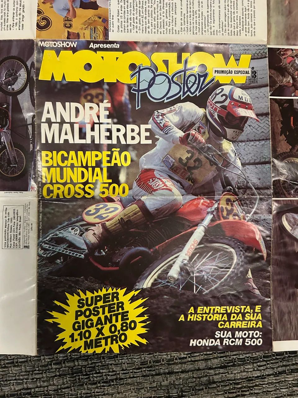Poster Gigante Moto Cross Anos 80 Andre Malherbe Motoshow 1,10x0