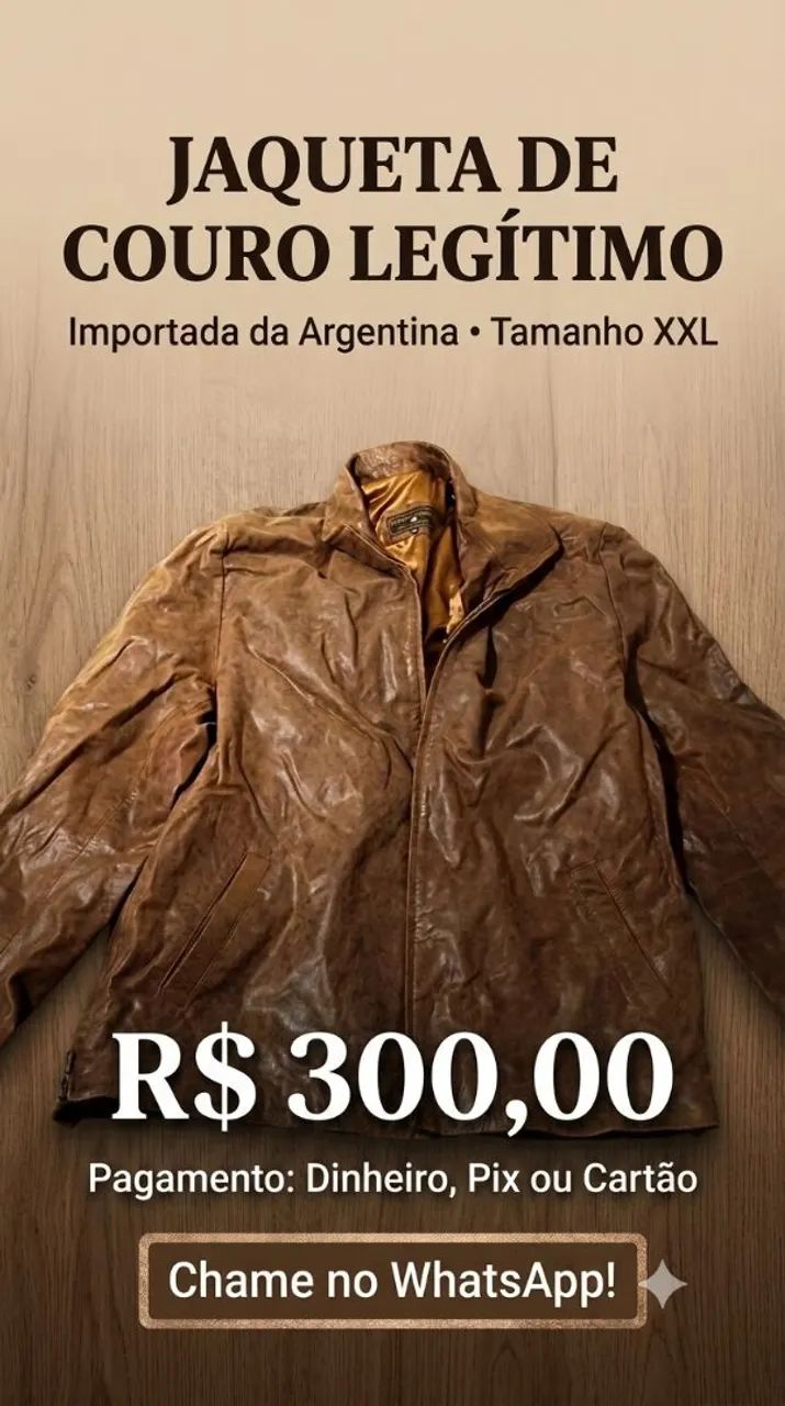 Jaqueta de couro masculina