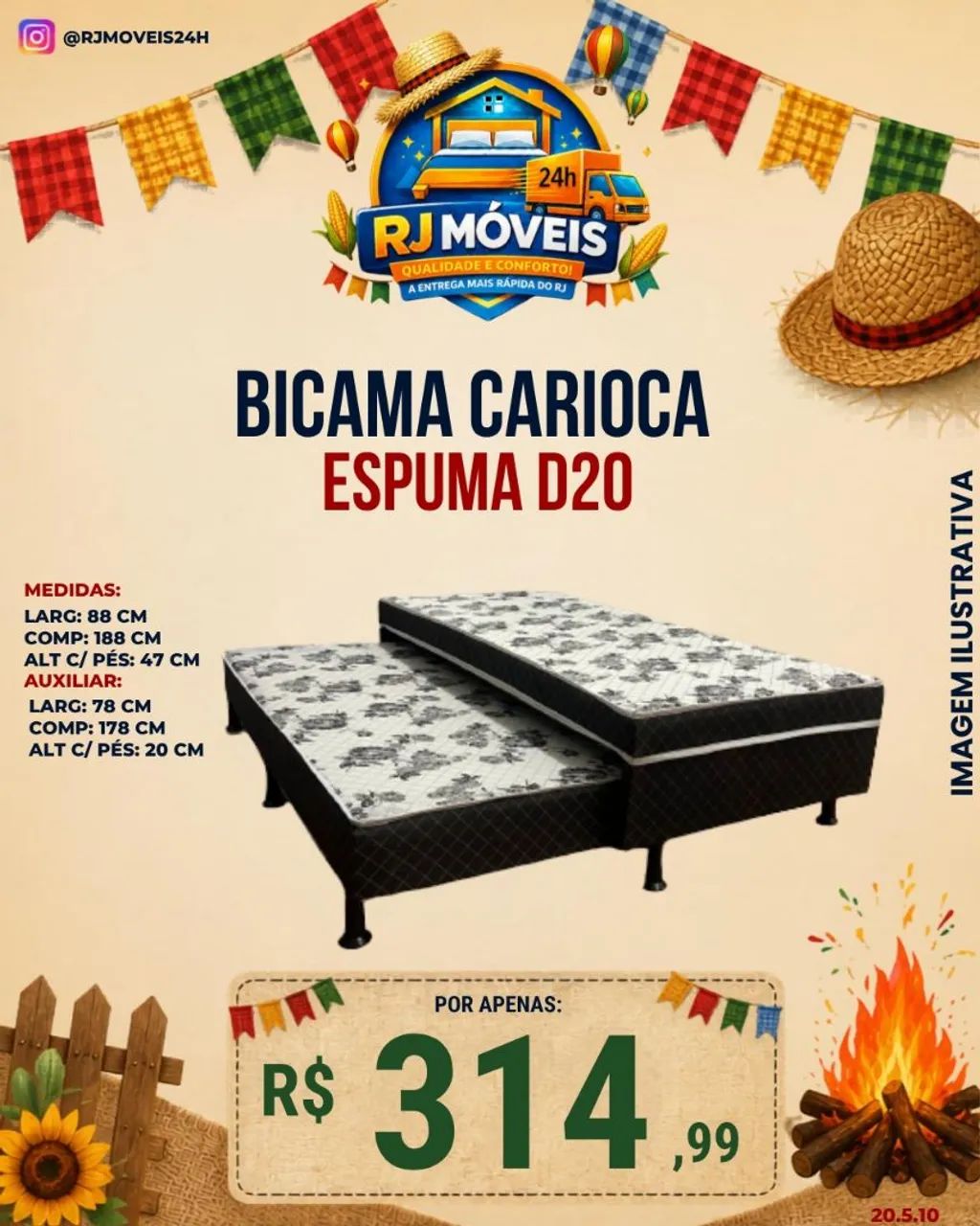 Bicama carioca espuma D20 - Foto 2