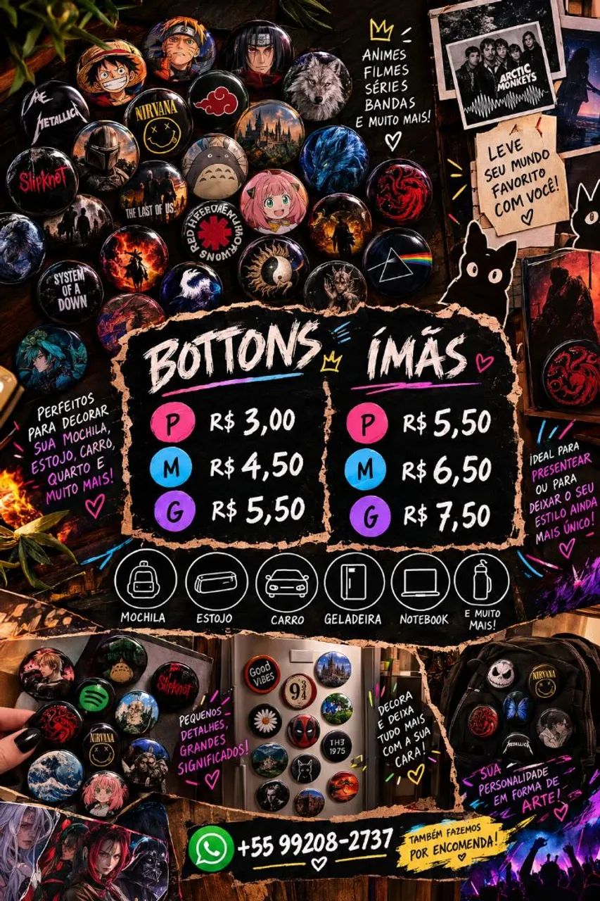 BOTONNS E ÍMÃS PARA VENDER! 