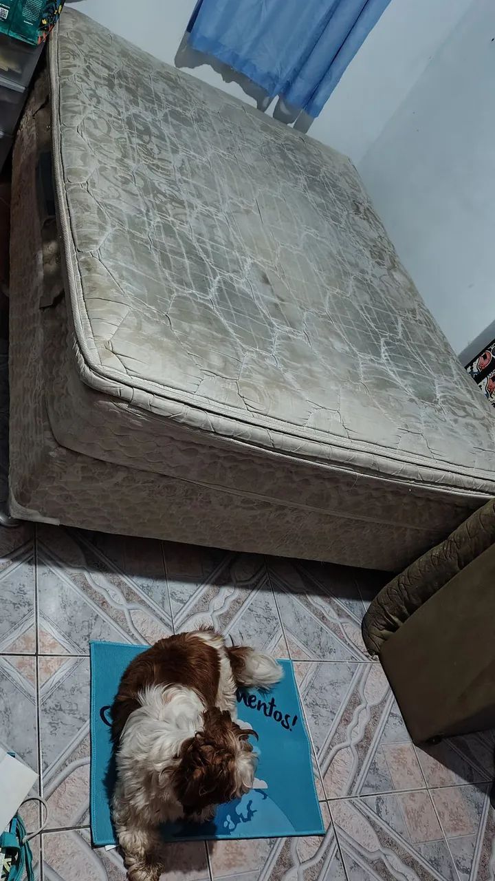 Vendo cama box usada casal ,molas ensacadas com base.  - Foto 4