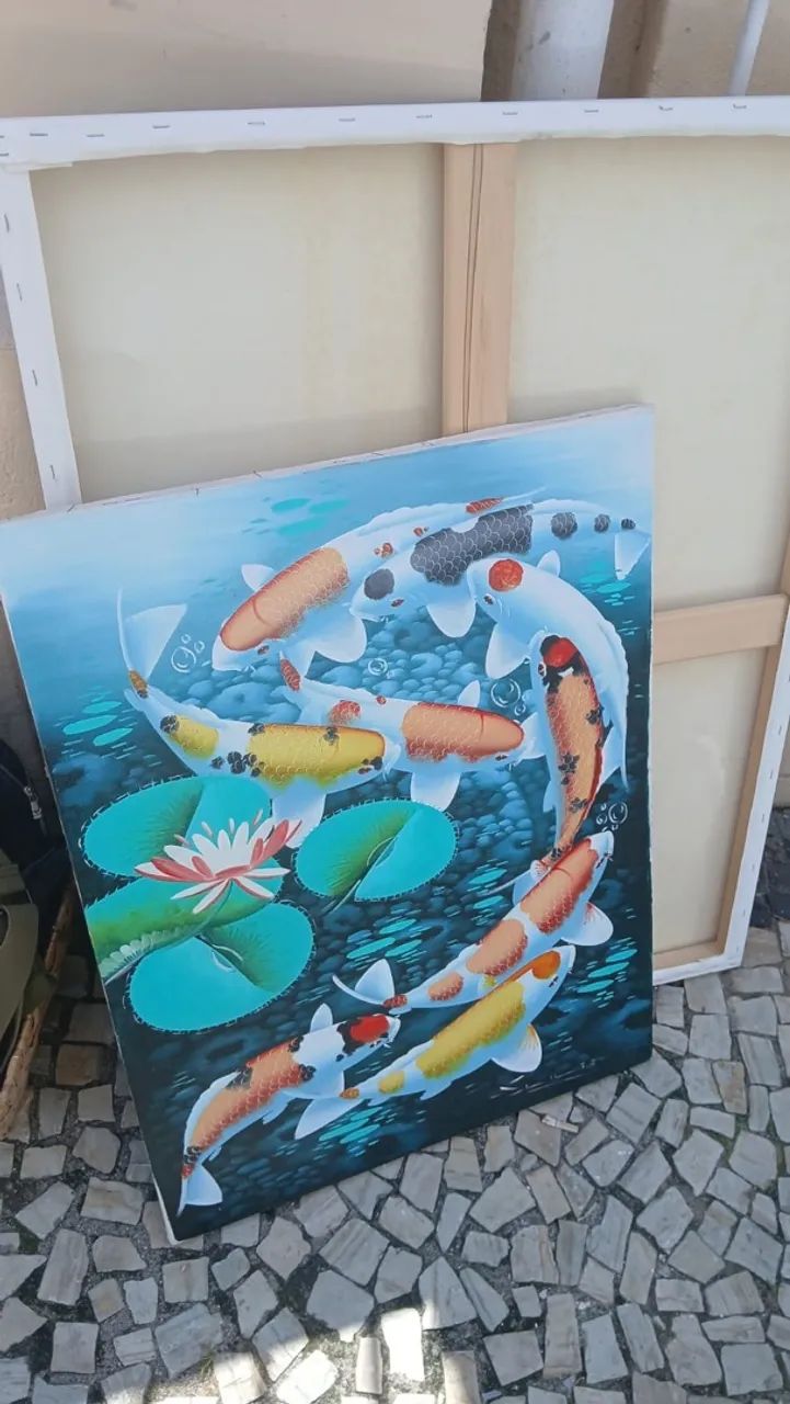 Quadro a óleo carpas  - Foto 4