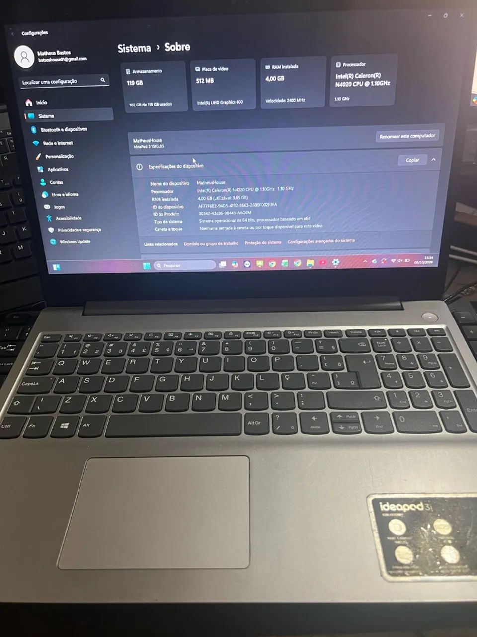Notebook ideapad 3i