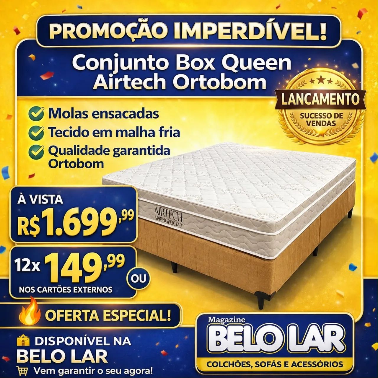 Cama Queen 100% Ortobom 