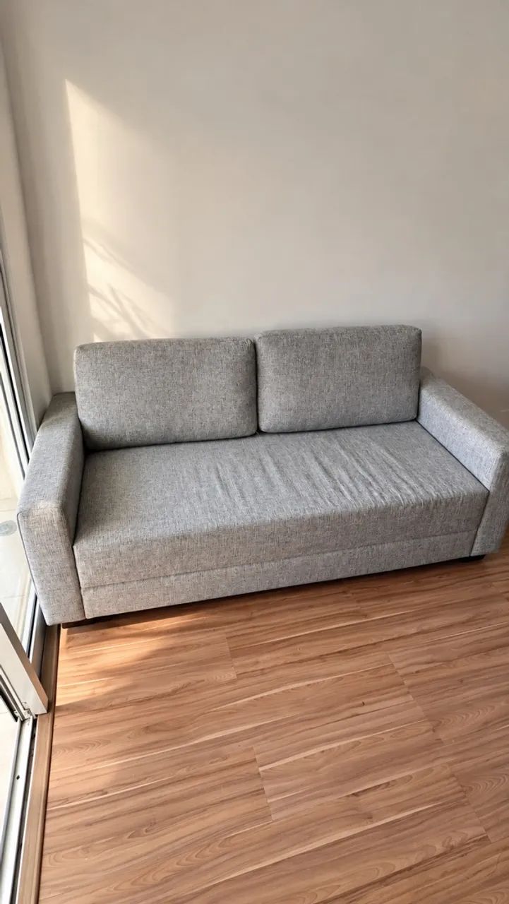 Sofá Linho Cinza 2 Lugares - Moderno e Confortável - Foto 2