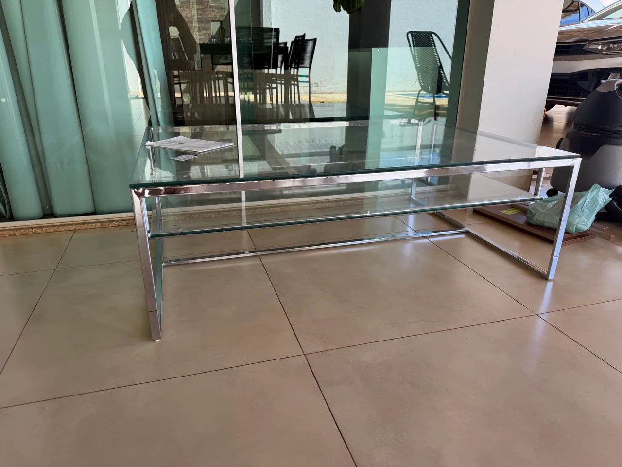 Mesa estrutura em alumínio com tampos de vidro - Foto 2