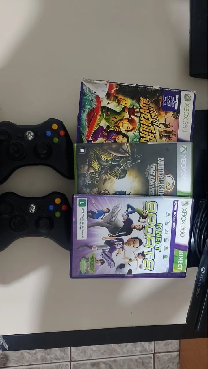 ? Xbox 360 + 2 Controles + Kinect + 3 Jogos - Completo e Funcionando! - Foto 2