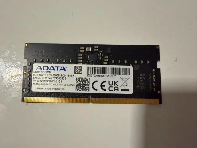 Memória RAM 8GB SODIMM ADATA 5600Mhz (para notebook)