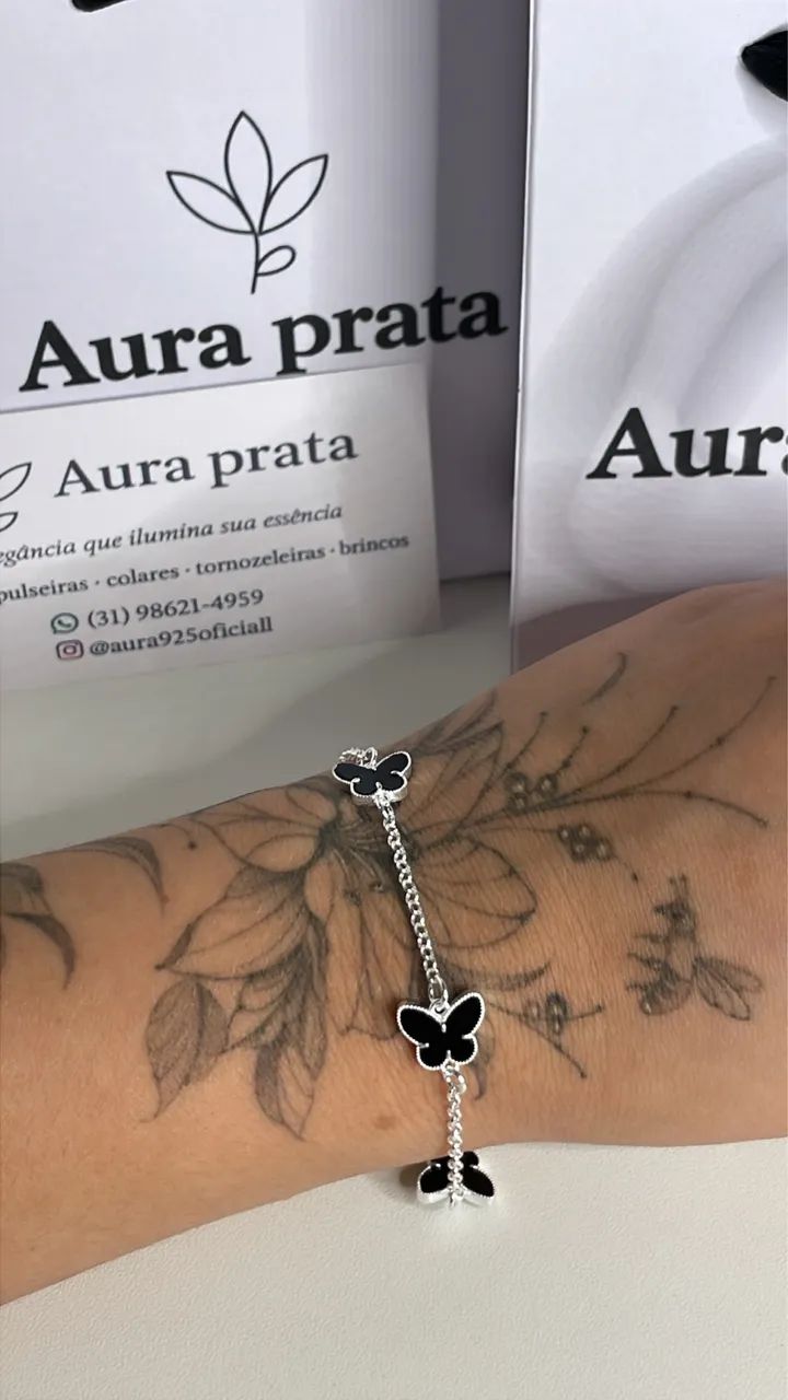 Pulseira borboleta Prata 925 legítima  - Foto 3