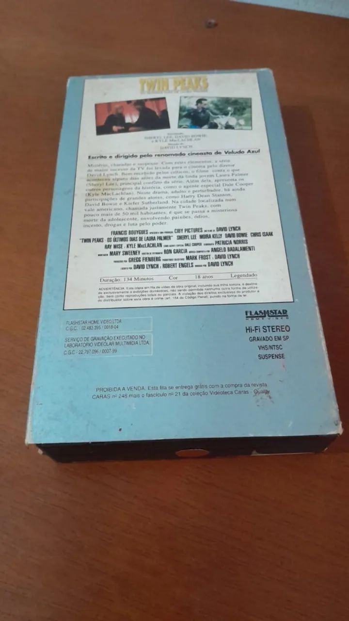 Fita VHS Twin Peaks Fire Walk With Me David Lynch 1992 Vintage