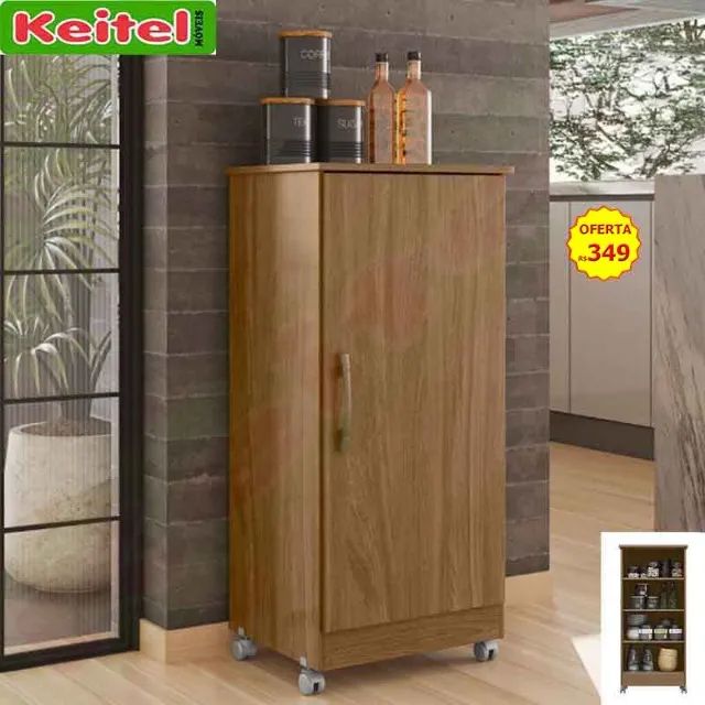 Balcão 1 Porta Lírio Com Rodinhas Naturale