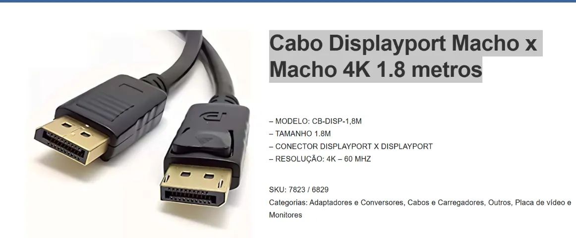 cabo display port macho x display port macho  - Foto 5