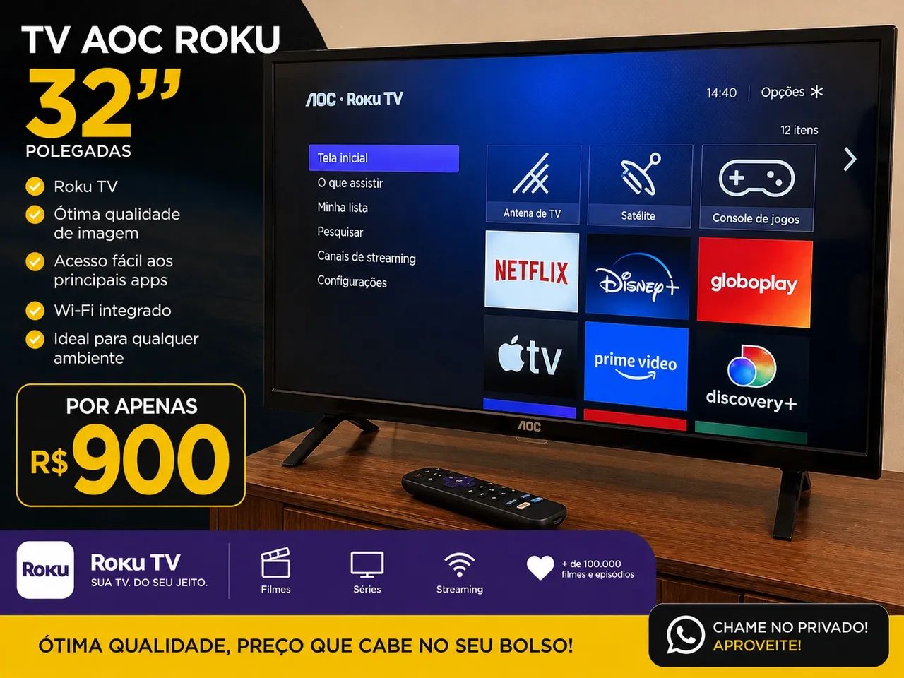 TV AOC ROKU, 32 POLEGADAS NOVA!!