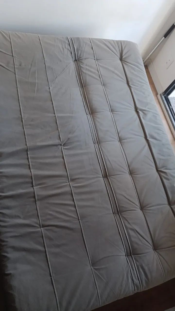 Sofá-cama usado, cinza, DOAÇÃO (abre normalmente) - Foto 3
