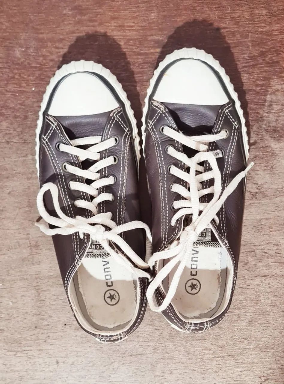 Tênis All Star couro marrom lindo